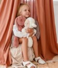 Peluche coniglio, pupazzo ecologico, morbido, in materiale riciclato, per bambini e neonati, altezza cm 40 - immagine 2